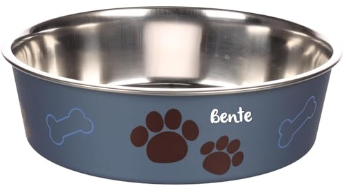 Hundenapf personalisiert aus Edelstahl L 1500 ml Dunkelblau – rutschfest, leicht & hygienisch – Futter- & Wassernapf mit Namen für große Hunde & Katzen