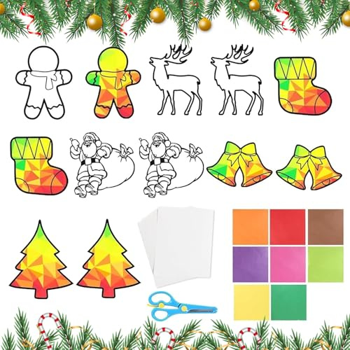 TINA.WIN 13 StüCk Fensterbilder Weihnachten Basteln Fensterbilder Herbst Basteln Mit Kindern Herbst Bastelset Deko & Diy Herbstdeko Geschenk FüR Halloween Weihnachten Ab 2 3 4 5 6 7 8 Jahre