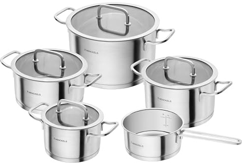 HENCKELS Pulse Kochtopfset 5-tlg,Glasdeckel, Induktion, Edelstahl | Für alle Herdarten