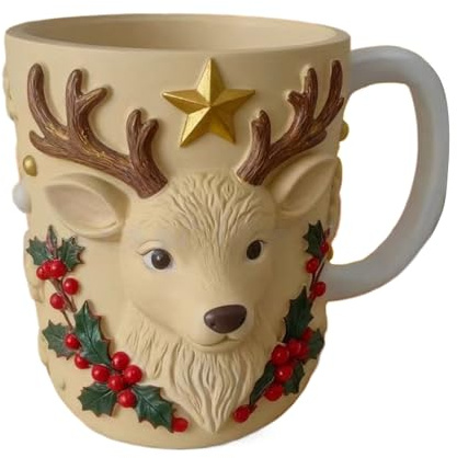 Générique Tasses À Café De Noël,Décoration de Bureau en Résine pour les Fêtes,Mug De Noël Renne Et Sapin Pour Thé | Pour Boissons Chaudes Froides Thé Lait Jus Latte Fête Déco Maison Bureau