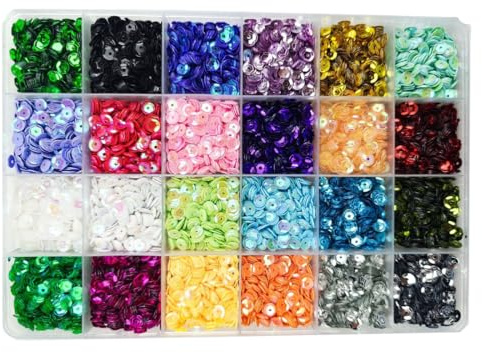 Lote de 16000 lentejuelas redondas a granel, para manualidades, 24 colores, para Coser, Sueltas con Agujeros para Bricolaje, manualidades, decoración de bodas