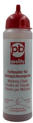 Farbpuder Schlagschnur | Profi-Markierungskreide Baustelle & Werkstatt | Kreidepulver für Schlagschnurgerät | Pulverfarbe zur Schnurmarkierung | Zimmermannskreide Blau/Rot 100g-1000g (Rot, 200 g)