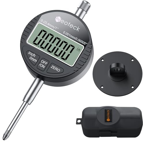 Neoteck Comparatore Millesimale Digitale con Risoluzione 0.001mm e Display LCD Micrometro Elettronico Professionale con Campo di Misura 0-25.4mm/1 per Lavorazione Meccanica e Laboratorio