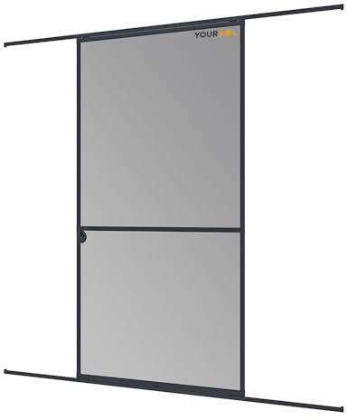 YOURSOL Expert Schiebetür Fliegengitter 120 x 240 cm anthrazit Insektenschutz Tür Schiebetür Mückenschutz Alu Rahmen zuschneidbar barrierefrei