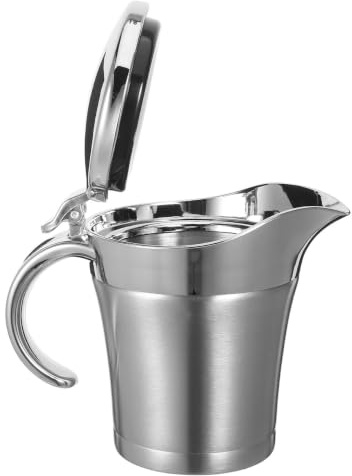TOYANDONA Salsiera Termica in Acciaio Inossidabile da 450ml Doppio Isolamento e Versamento Fluido, per Uso Domestico e Riunioni di Famiglia