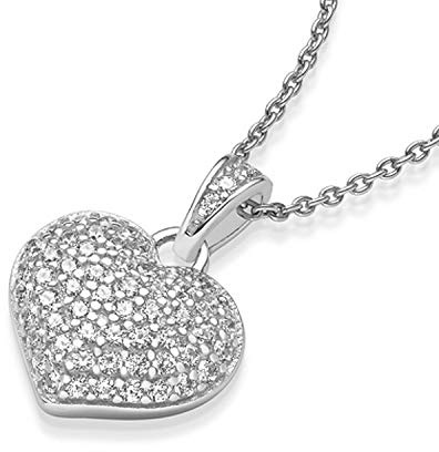 Herzkette Silber 925 mit 54 Zirkonia Steinen GRATIS Etui mit Etui-Gravur: *Ich liebe dich* Echt-Silber Herz-Anhänger Herzchenkette Halskette Frauen Geschenke Freundin Geschenk-idee FF72SS925ZIFA45-4