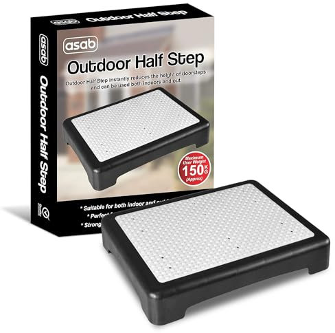 ASAB Half Step Stool Durable Plastic Outdoor Step with Non-slip Surface Bath Step Portable & Easy to Store Doorstep Stool for Elderly and Disabled for Doorways Doorstep & Bathroom