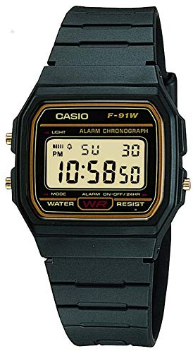 Casio Collection unisex digital klocka F-91W, Svart, 35, Rem