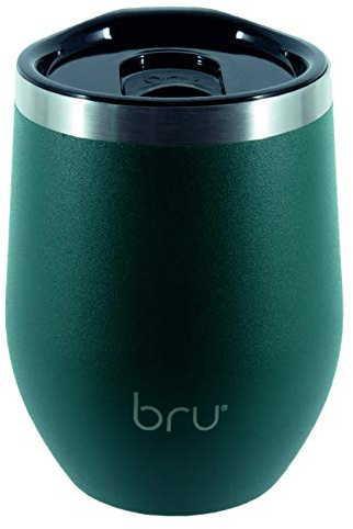bru Återanvändbar kaffekopp, 340 ml, dubbelvägg, vakuumisolering, rostfritt stål, miljövänlig termisk mugg (Aranya grön)
