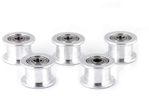 Riemenscheibe, Akozon 5-teilige 2GT-Riemenscheibe mit breitem Riemen 16T/20T 3 mm/5 mm Bohrung 3D-Druckerzubehör(6mm/3mm/20T/Toothless)