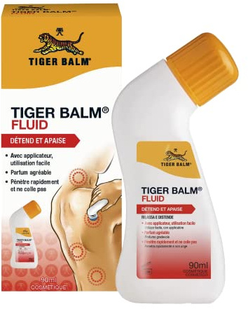 Baume du Tigre Fluide - Détend et Apaise - Crème Pour Massages sur la Nuque ou dans le Dos - Parfum Menthol, Camphre et Huile Essentielle d'Eucalyptus - Pénètre Rapidement et Sans Coller - 90 ml