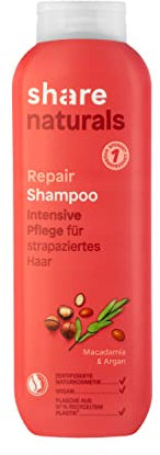 share naturals Shampoo Repair 250 ml – Haarshampoo spendet ein Hygieneprodukt an einen Menschen in Not – vegane Naturkosmetik für strapaziertes Haar – ohne Silikone