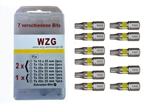 1 x 11 St Profi Torx Bits in den gängigen Größen 11St,2xTx10,2xTx15,2xTx20,2xTx25,1xTx27,1xTx30,1xTx40 (1)