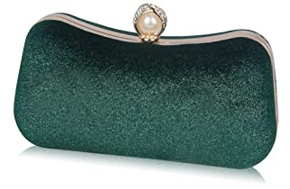 CORIOS Samt-Abendtaschen für Frauen Glitter Handtasche Shining Clutch Bag Glänzend Schultertasche Kette Tasche Portemonnaie Elegante Umhängetasche für Cocktail Party Tanzparty Abendparty Grün