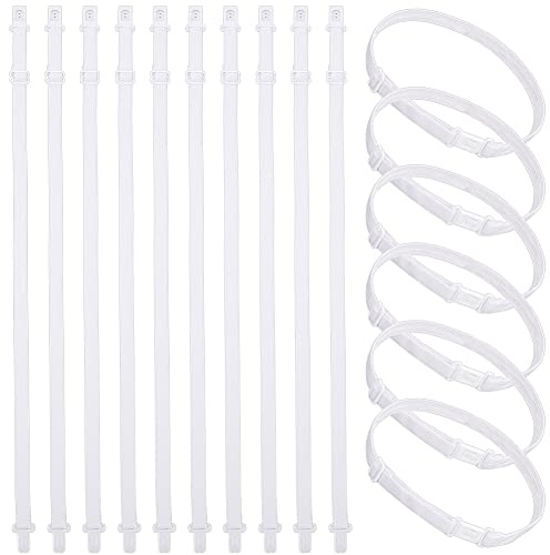 BENECREAT 16 Pcs Réglable Polyester Élastique Noeud Papillon Extender Bandes avec Boucle en Plastique DIY Accessoires pour Ceinture Cravates, Blanc