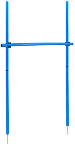 SPORTIKEL24 Hürdenset – slalomstänger 180 cm ø 32 mm med metallspets och höjdjusterbar tvärstång 100 cm – färg blå – utomhus agility-hinder för hopp- och koordinationsträning