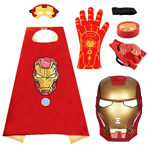 BESTZY A-vengers Capes Set, Cosplay Costume Halloween Costume Launcher Wrist Toy Cartoon Mask Launcher Glove Children Fancy Dress Costume Cosplay Props Gift for Kids Birthday Party Christmas