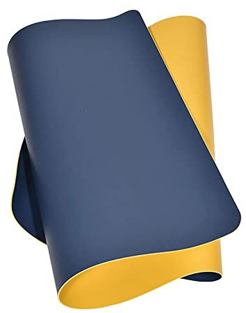 moaupr Mauspad, Schreibtisch Mat Doppelseitig Große Mausmatte PU Multifunktionale Tischmatte Wasserdicht Schreibtischauflagen Für Büro, Studententisch Blau+Gelb 70x140cm/27.56x55.12in