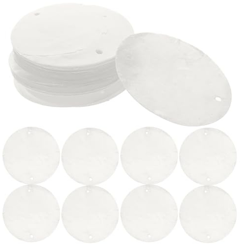 TOPPERFUN 100 Stück Muschelstücke, 5 cm/2 zoll weiße dekorative Muscheln mit 2 Löchern für die Handherstellung, Perlmuttstücke für Windspiel Türvorhang, DIY Handwerk, hängende Schmuckherstellung