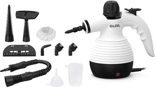 GLOIL Portable Multi-Purpose Steam Cleaner with 10 Accessories, Suitable for Carpets, Curtains, Sofas, Kitchens, Bathrooms, and More