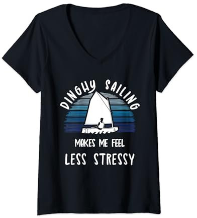 Lustiges Dinghy Segeln Spruch Laser Optimist Segelboot T-Shirt mit V-Ausschnitt