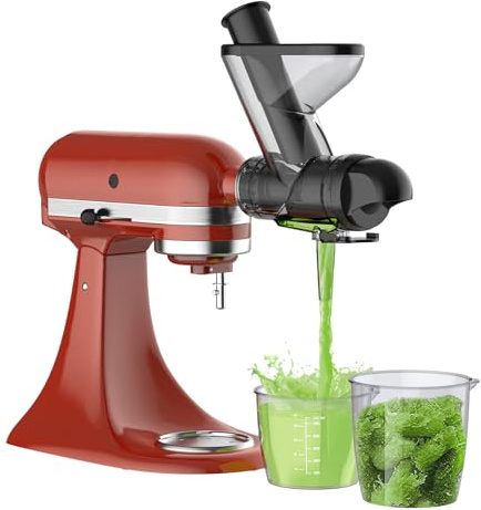 Heiolkako Masticating Entsafter Aufsatz für KitchenAid Standmixer, Kaltpresse Entsafter Maschinen mit Dual Feed Chute, Slow Masticating Juicer, Aufsatz für Kitchenaid Mixer