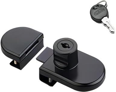 Qrity 1 Pièces Serrure De Porte En Verre, Verrouillage de Sécurité de la Vitrine, Aucun Perçage Requis, pour Vitrine en D'armoire à Vin de 5 à 8 MM, Noir