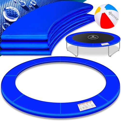 KESSER® - Trampolin Randabdeckung Ø 366 cm, 30cm breit 100% UV-beständig reißfest Federabdeckung inkl. Beachball Blau