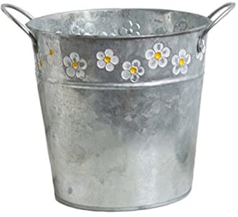 CAXUSD Iron Vase Vintage Flower Pot for Home Decoration Rustic Iron Bucket Embossing Design for Living Plant Display