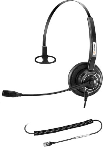 Arama Telephone Headset with Microphone Noise Cancelling, RJ9 Headset Work for Yealink T41S T46S T48S T21P Snom 300 Avaya 1608 9608 Call Centre Office Landline Desk IP Phones