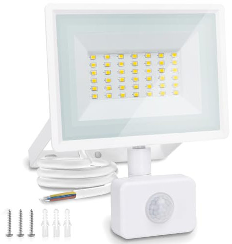Aigostar Faretto LED con Sensore di Movimento PIR,30W 2510 LM Faro LED Esterno,Bianco Natural 4000k,IP65 Impermeabile Faretti LED per Giardino, Cortile,Patio,Garage