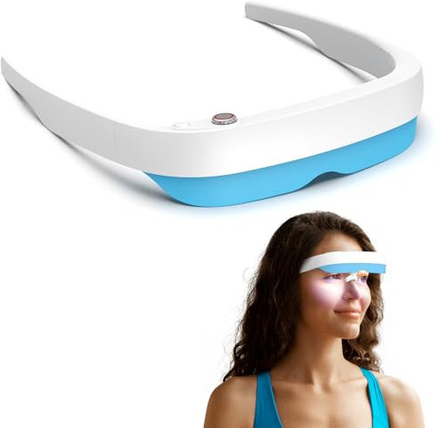 VanBoLon Lichttherapie Brille, Brille Therapielampe Tragbare Tageslichtlampe Natürliche Linderung für Schlafprobleme, Stimmungsstörungen und Jetlag, Lichttherapielampe Brille Einstellbare Helligkeit