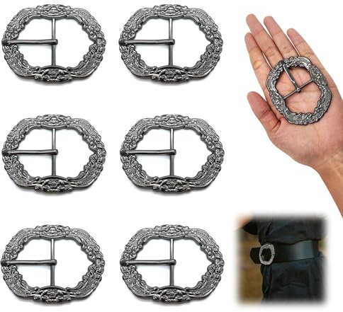 LIANCHEN 6 Pcs 7.6×5.3cm Trachten Schule für Hosenträgern Hosenträger Schnalle Antik Gürtelschnallen Set Schnalle für Trachtenhosen Gürtelschnalle für Trachtenhosen Metall Oktoberfest (Silber 1)