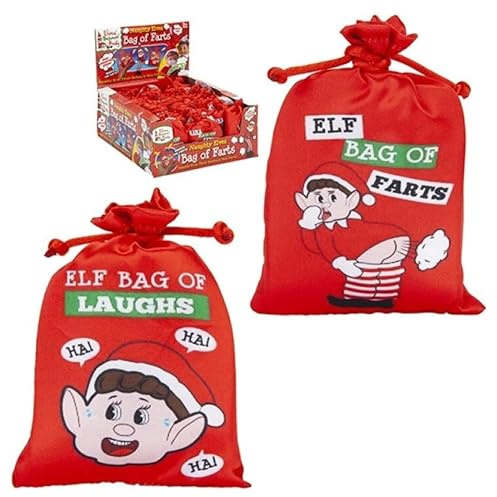 Toyland® Elves Behavin' Badly – ​​Neuartiges Weihnachtsstrumpffüller-Set – 1 x Tüte mit Lachen & 1 x Tüte mit Furzen – Weihnachtsscherzspielzeug
