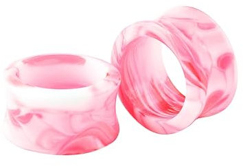Mesnt Dehnstäbe Tunnel Set Ohr Expander Plug16mm, 2PCS Acryl mit Muster Ohr Expander Ohr Piercing, Rosa