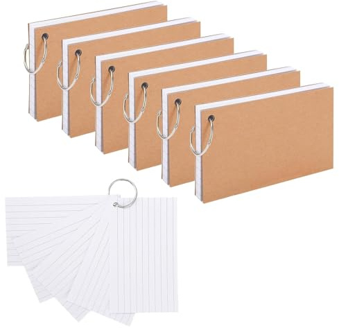 Karteikarte mit Ring, 300 Stück Karteikarten A7, Karteikarten Klein, Flashcards Liniert,Kraftpapier Karten, Vokabelkarten Lernkarten, Haus Lernen Zubehör für Vokabel Lernen Notizen Schule Büro Zuhause