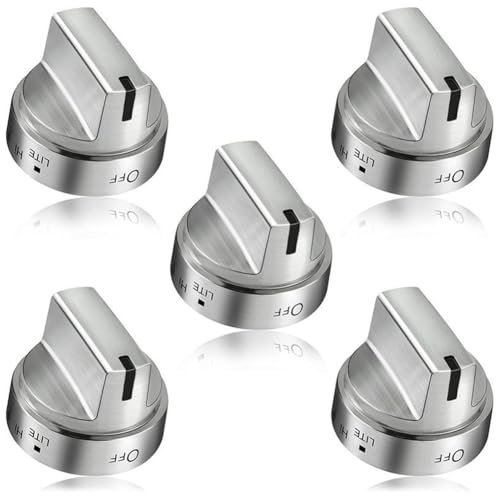 Richeyty 5 piezas WB03X24818 Perillas de repuesto para hornillo de acero inoxidable para AP5989029 PS11729081 Quemador para hornillo pomos para placa de cocción
