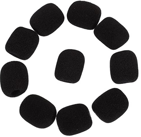 Kisangel 100pcs Windproof Sponge Microphone Lavalier Covers for Headset Mic Protection and Spit Guard Black Sponge Lapel Microphone Windscreen Covers for Wireless Headset Accessories