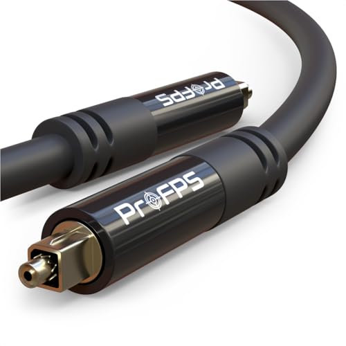 ProFPS Toslink optisk kabel – flexibel PVC – digital fiberoptisk ljudkabel – 24K guldpläterade kontakter – för Soundbar, TV, förstärkare – svart (3 meter)