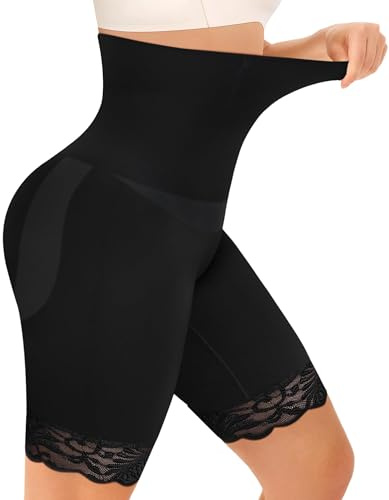 Irisnaya Women's Tummy Control Shapewear Shorts - High Waisted Butt Lifting Seamless Body Shaper Girdle Control Panties Everyday Wear Black