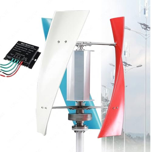YORCME Aerogenerador Vertical 14000W Silencioso – Generador Eólico con 3 Palas, Tecnología Maglev y Controlador de Carga para Energía Doméstica, 12V/24V/48V,24V