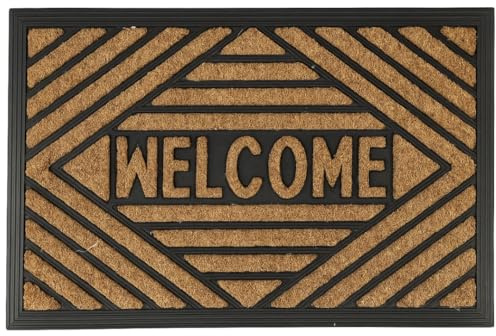 Underfoot Heavy Duty Outdoor Door Mat Anti-Slip Welcome Home Entrance Doormat | Removes Grass, Mud and Dirt | 100% Natural Coir Bristle with Rubber Backing (60cm x 40cm)