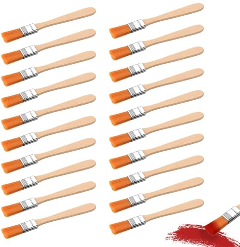20 st små målarpenslar för dekoration, 1,5 cm färgborste, små penslar, 0,5 tums mjuk borst touch up målarborste med trähandtag för vägg dörr staket möbler touch up hantverk