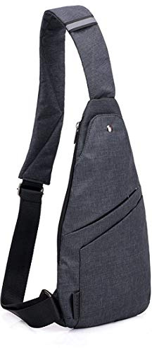 Stöldskyddsväska crossbody ryggsäck för resor och vandring, lätt bröst axel personlig fickväska, Mörkgrått