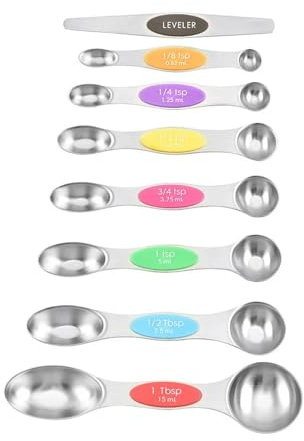 Set di cucchiai dosatori magnetici in acciaio inox, resistenti gadget da cucina per cottura e cottura, adatti alla maggior parte delle spezie da cucina (multicolore)