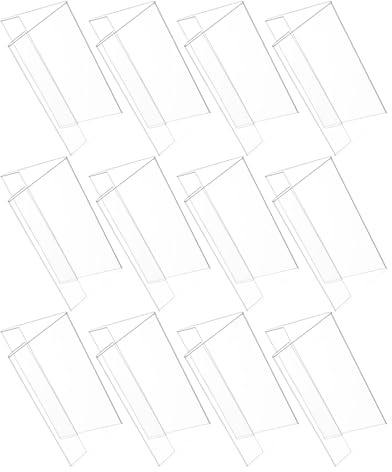 Lurrose Lot de 12 Porte-noms Double Face en Plastique Pet Transparent 120 X 60 Mm Plaques Nominatives de Table de V pour Bureau, Salle de Réunion et Conférence Professionnelle