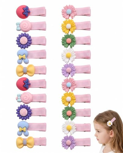 KRVNTH 20 Pinzas de Pelo con Lazos para Niñas y Bebés, Antideslizantes para Cabello Fino, Sujeción Fuerte, Accesorios Seguros y Cómodos para Uso Diario.