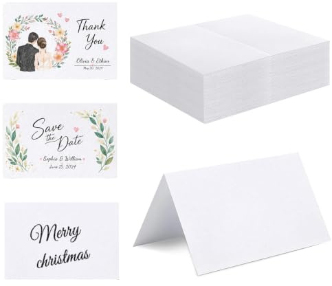 50Pcs Marque Places, 10x9CM Cartes de Nom Table,Cartons de Placement Blanc | Carton Vierge Pliable Pour Mariage Anniversaire Baptême Communion Festival Fête Réception Buffet, Numéro de Table Decoration