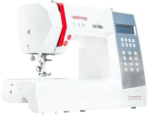 VERITAS Nähmaschine Bessie I Computer-Nähmaschine I 196 Programme inkl. Speicherfunktion I Stiche spiegeln I Auto-Fadenspannung & Einfädelhilfe I Fadenabschneider I LCD-Display & LED-Nählicht (weiß)