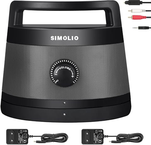 SIMOLIO Wireless TV Speaker Handy, Wireless Altoparlante Portatile per TV Senza Fili per Anziani, Connessione Ottica/RCA/AUX, Nessun Ritardo, Cuffia Extra Inclusa - SM-621D